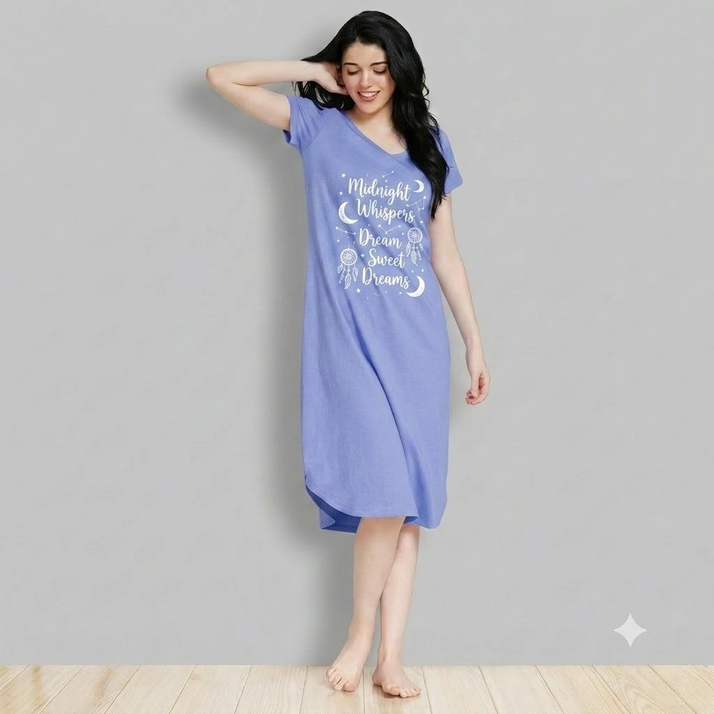 SKY BLUE NIGHTDRESS WOMEN NIGHT DRESS - Image 1