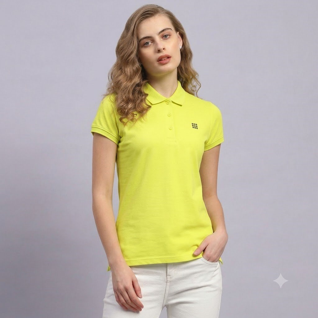 lime yellow polo tshirt WOMEN POLO TSHIRT - Image 1