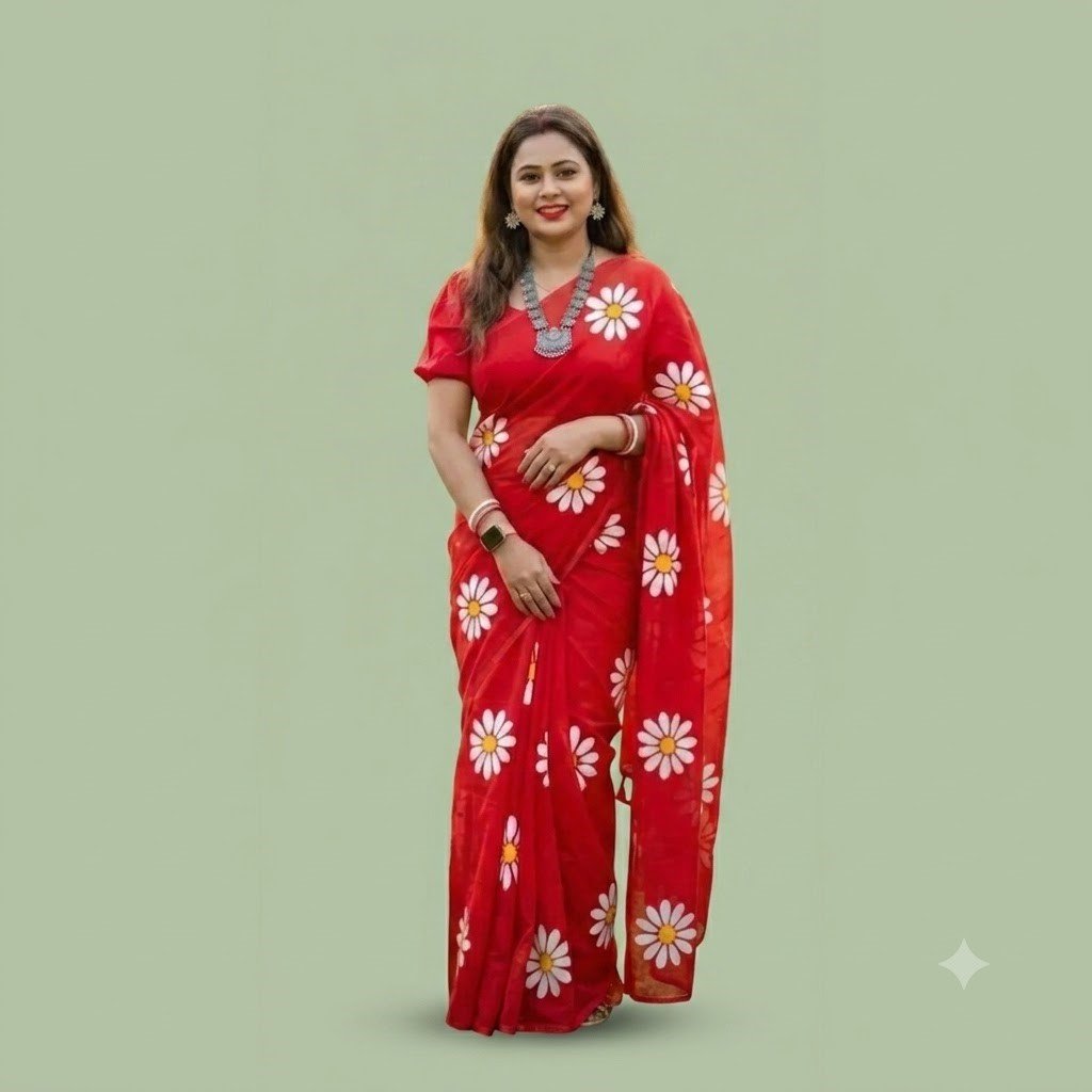 red floral dress SAREE - Image 1