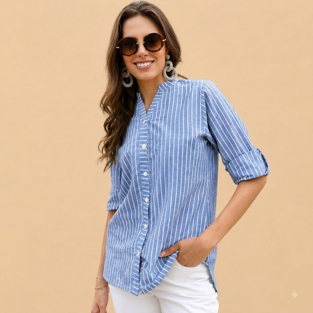 women casual blue shirt WOMEN CASUAL SHIRT - Image 1