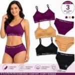 NON-PADDED SPORTS BRA PANTY SET COMBO PACK OF 3 - Image 2