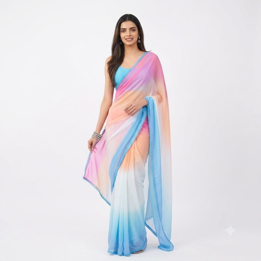 623ac5bb-87e5-4bec-a443-faf8f511caf0 DIGITAL PRINT BOLLYWOOD GEORGETTE SAREE (Multicolor) - Image 1