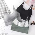 LIGHTLY PADDED SPORT BRA WOMEN YOGA/SPORT/FITNESS SPORTS BRA SEAMLESS PACK OF 3 - Image 3
