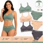 NON-PADDED SPORTS BRA PANTY SET COMBO PACK OF 3 - Image 3