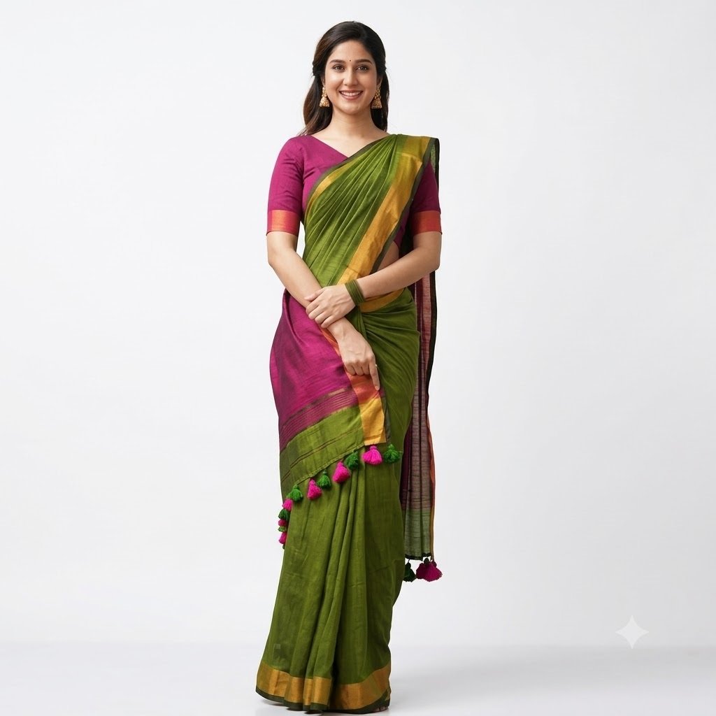 HANDLOOM COTTON SILK SAREE HANDLOOM COTTON SILK SAREE - Image 1