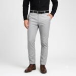 MEN SLIM FIT COTTON BLEND TROUSERS