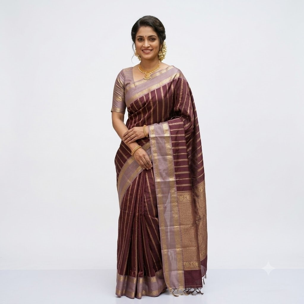 benarasi katan silk saree.2 BENARASI KATAN SILK SAREE - Image 1