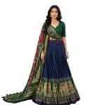 WOMEN'S PREMIUM TUSSAR SILK SEMI-STITCHE LEHENGA CHOLI with Printed Blouse & Dupatta | Designer Ethnic Outfit for Wedding, Festival, Reception & Celebration Wear - Image 3