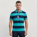 MEN COLORBLOCK POLO NECK POLYCOTTON T-SHIRT