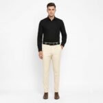 MEN SLIM FIT COTTON BLEND TROUSERS