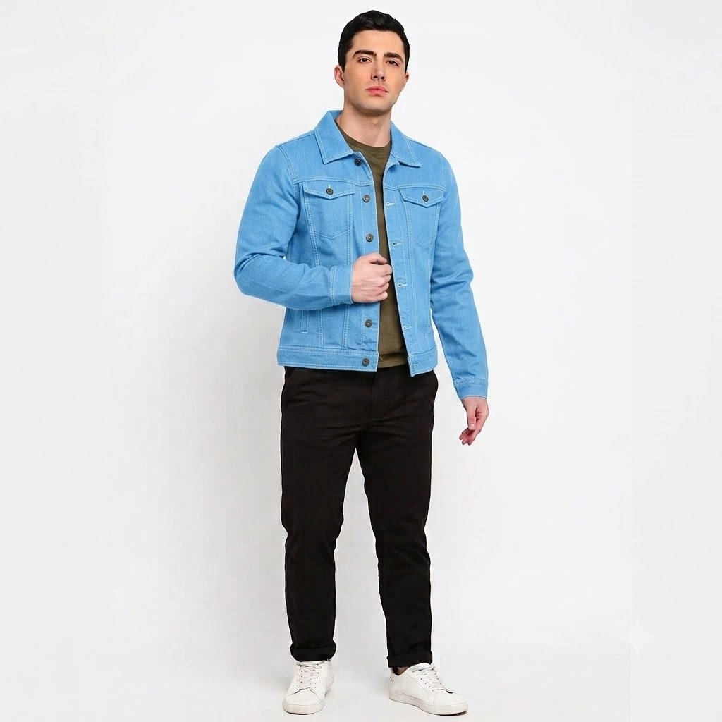sky blue denim jacket 30 MEN'S DENIM JACKET - Image 1