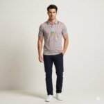 MEN SOLID POLO NECK COTTON BLEND T-SHIRT