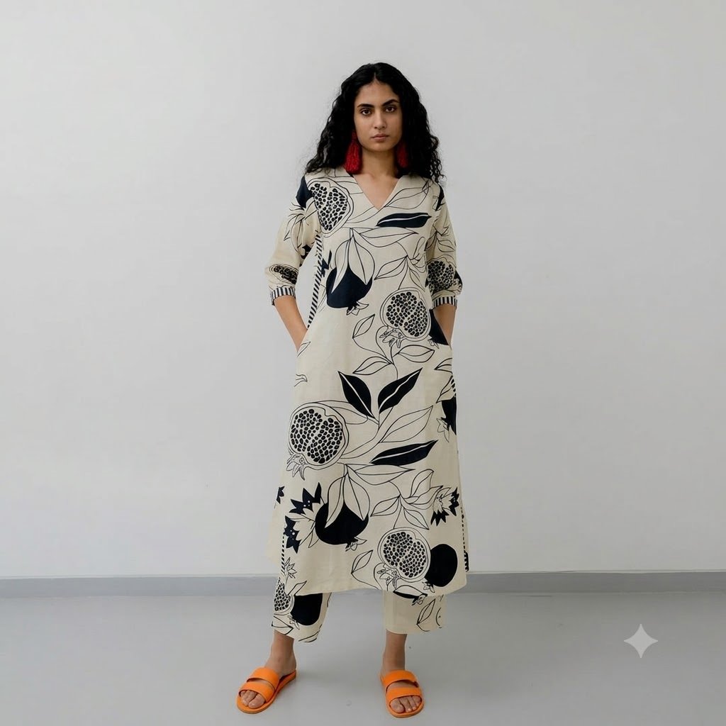 white kurta set 1 WOMEN'S COTTON KURTA SET - Image 1