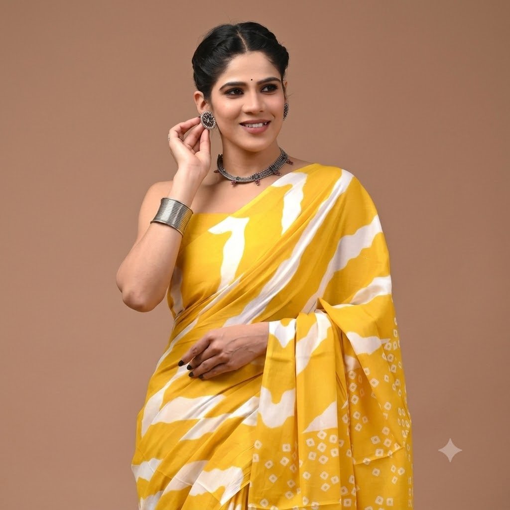 yellow mulmul saree 1 MULMUL SAREE - Image 1