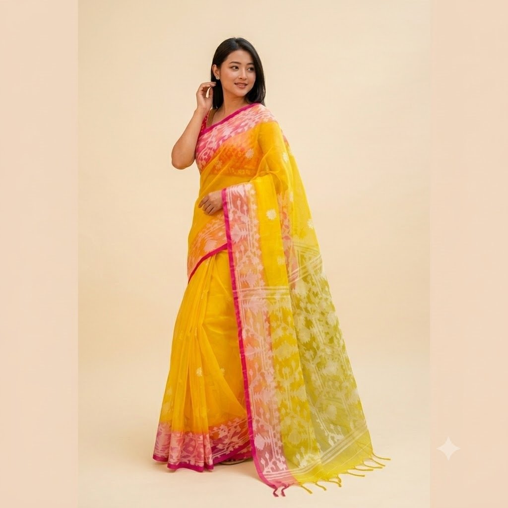 yellow muslin 1 MUSLIN JAMDANI - Image 1